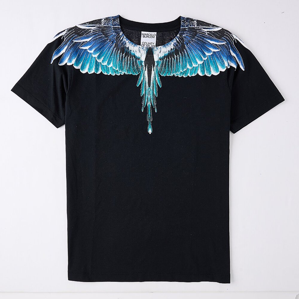 Marcelo Burlon County of Milan Wing T-Shirt in black sz SMALL blue wing print